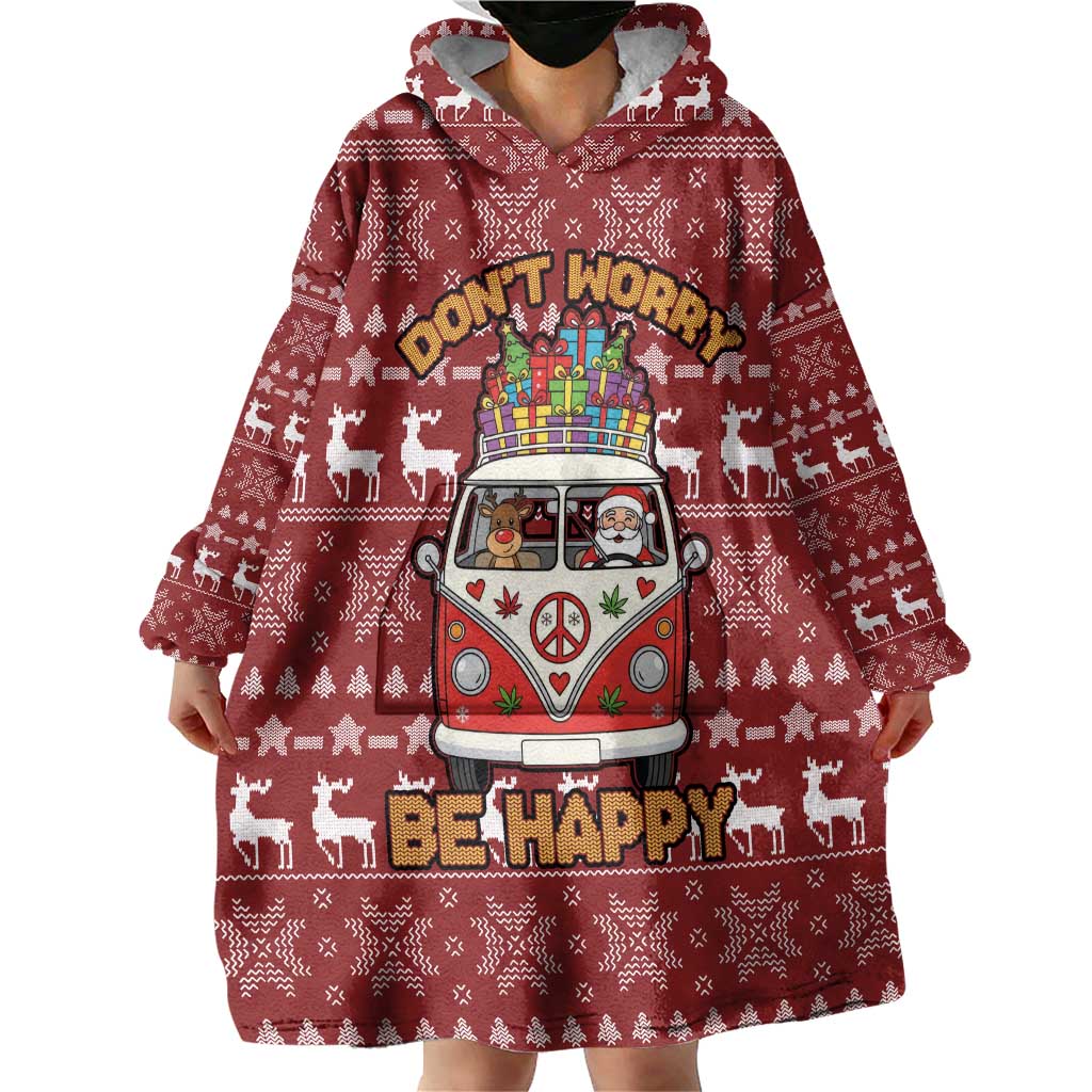 Hippie Car Santa Claus Christmas Wearable Blanket Hoodie Xmas Holiday Patterns - Wonder Print Shop