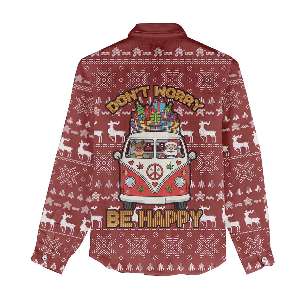 Hippie Car Santa Claus Christmas Women Casual Shirt Xmas Holiday Patterns - Wonder Print Shop
