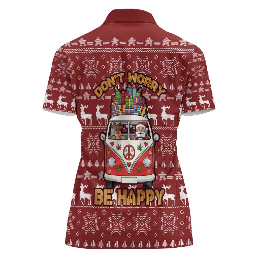 Hippie Car Santa Claus Christmas Women Polo Shirt Xmas Holiday Patterns - Wonder Print Shop