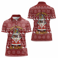 Hippie Car Santa Claus Christmas Women Polo Shirt Xmas Holiday Patterns - Wonder Print Shop