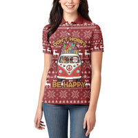 Hippie Car Santa Claus Christmas Women Polo Shirt Xmas Holiday Patterns - Wonder Print Shop