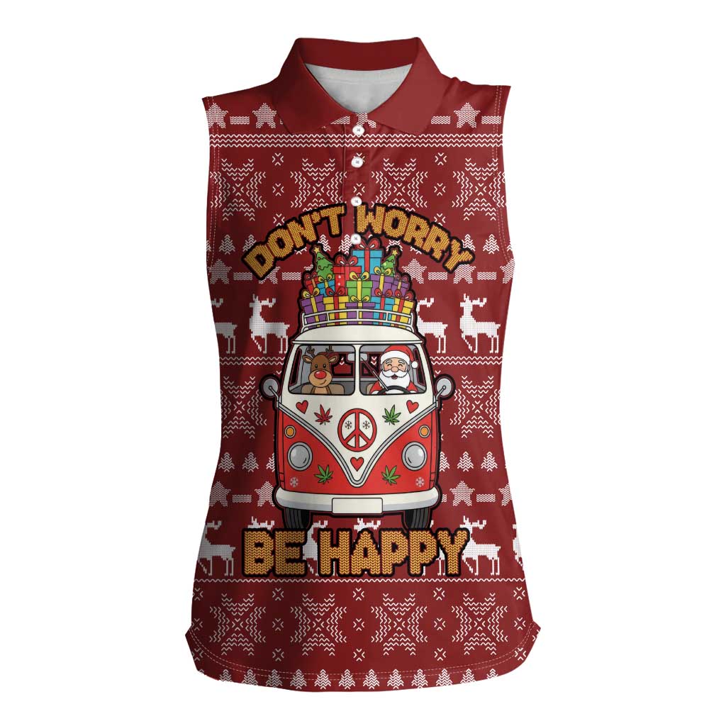 Hippie Car Santa Claus Christmas Women Sleeveless Polo Shirt Xmas Holiday Patterns - Wonder Print Shop