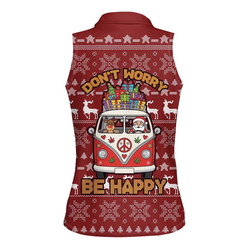 Hippie Car Santa Claus Christmas Women Sleeveless Polo Shirt Xmas Holiday Patterns - Wonder Print Shop
