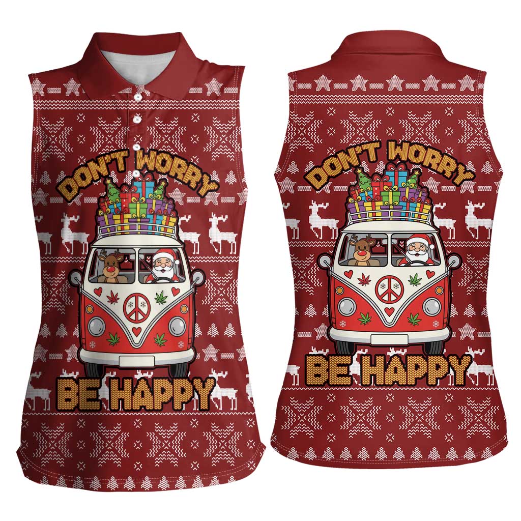 Hippie Car Santa Claus Christmas Women Sleeveless Polo Shirt Xmas Holiday Patterns - Wonder Print Shop