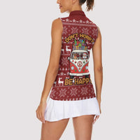 Hippie Car Santa Claus Christmas Women Sleeveless Polo Shirt Xmas Holiday Patterns - Wonder Print Shop