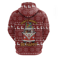 Hippie Car Santa Claus Christmas Zip Hoodie Xmas Holiday Patterns - Wonder Print Shop