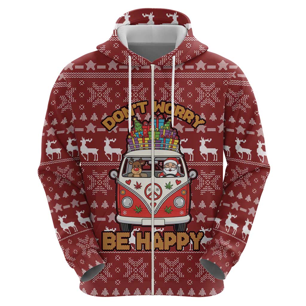 Hippie Car Santa Claus Christmas Zip Hoodie Xmas Holiday Patterns - Wonder Print Shop