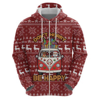 Hippie Car Santa Claus Christmas Zip Hoodie Xmas Holiday Patterns - Wonder Print Shop