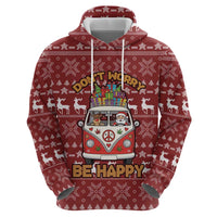 Hippie Car Santa Claus Christmas Zip Hoodie Xmas Holiday Patterns - Wonder Print Shop