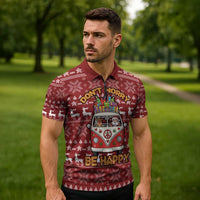 Hippie Car Santa Claus Christmas Zipper Polo Shirt Xmas Holiday Patterns - Wonder Print Shop