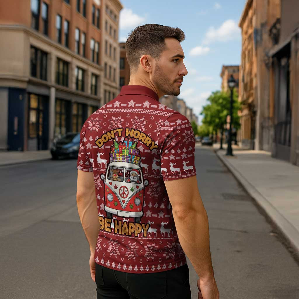 Hippie Car Santa Claus Christmas Zipper Polo Shirt Xmas Holiday Patterns - Wonder Print Shop