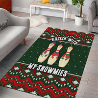 Christmas Bowling Rollin With My Snowmies Area Rug Xmas Holiday Patterns - Wonder Print Shop