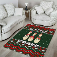 Christmas Bowling Rollin With My Snowmies Area Rug Xmas Holiday Patterns - Wonder Print Shop