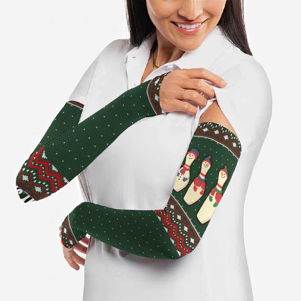 Christmas Bowling Rollin With My Snowmies Arm Sleeves Xmas Holiday Patterns - Wonder Print Shop