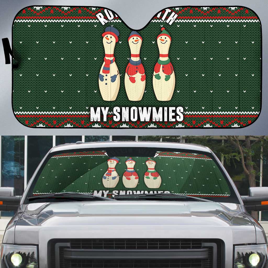 Christmas Bowling Rollin With My Snowmies Auto Sun Shade Xmas Holiday Patterns - Wonder Print Shop