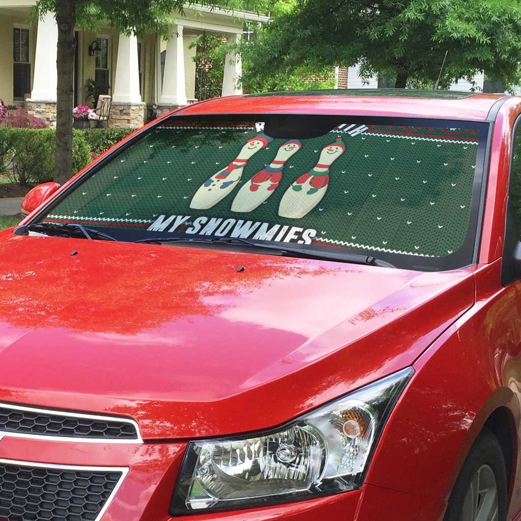 Christmas Bowling Rollin With My Snowmies Auto Sun Shade Xmas Holiday Patterns - Wonder Print Shop