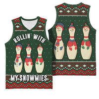 Christmas Bowling Rollin With My Snowmies Basketball Jersey Xmas Holiday Patterns - Wonder Print Shop