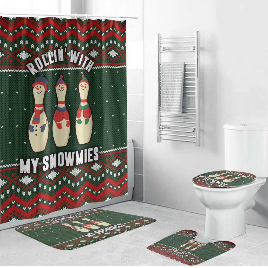 Christmas Bowling Rollin With My Snowmies Bathroom Set Xmas Holiday Patterns - Wonder Print Shop