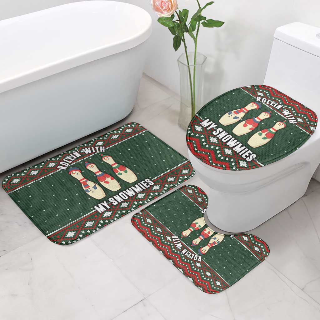 Christmas Bowling Rollin With My Snowmies Bathroom Set Xmas Holiday Patterns - Wonder Print Shop