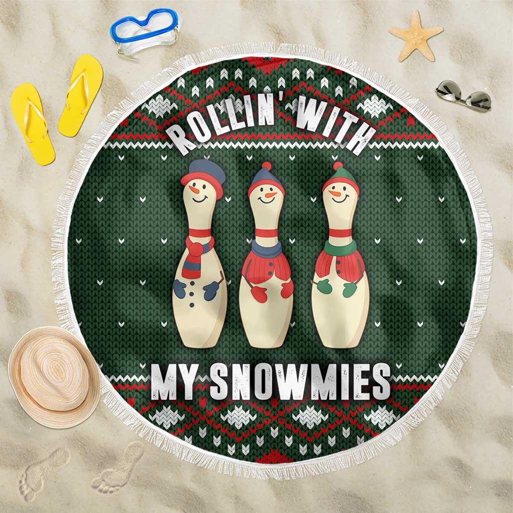 Christmas Bowling Rollin With My Snowmies Beach Blanket Xmas Holiday Patterns - Wonder Print Shop