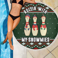 Christmas Bowling Rollin With My Snowmies Beach Blanket Xmas Holiday Patterns - Wonder Print Shop