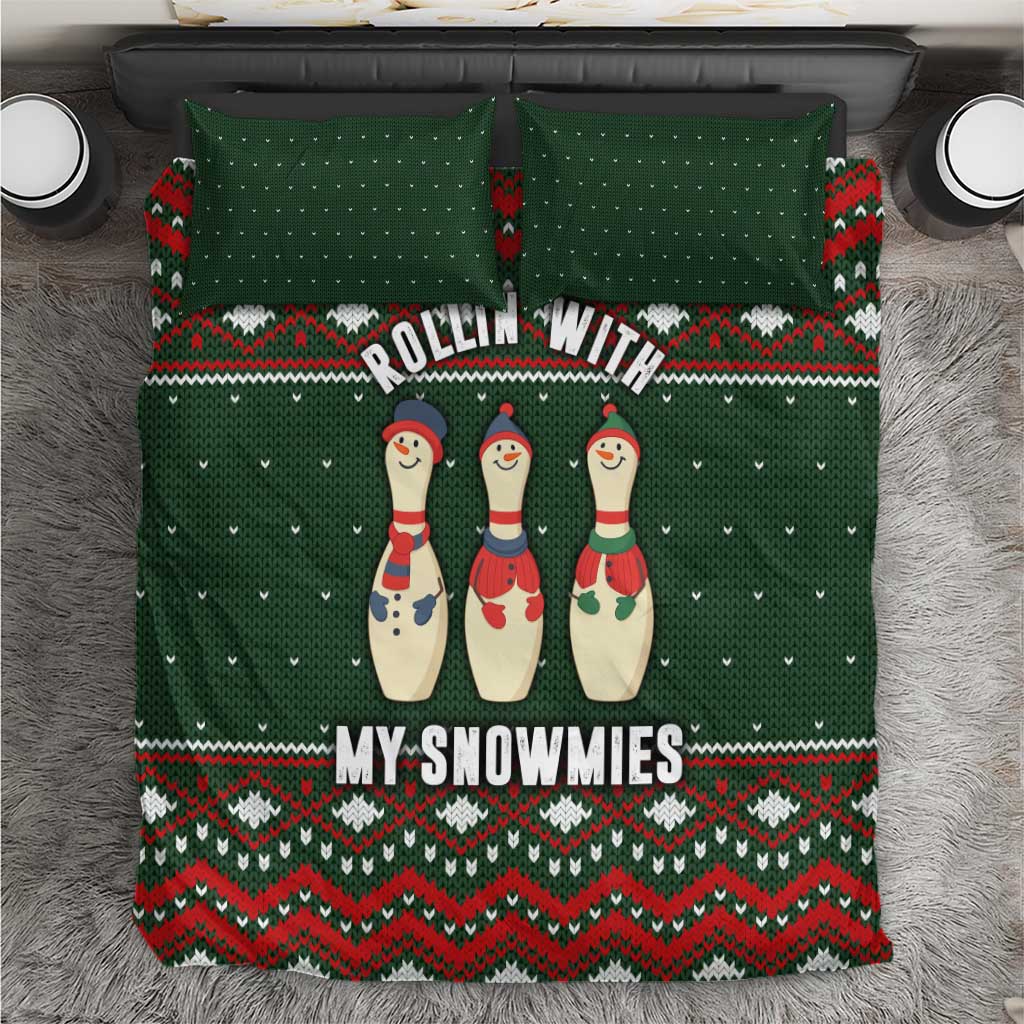 Christmas Bowling Rollin With My Snowmies Bedding Set Xmas Holiday Patterns - Wonder Print Shop