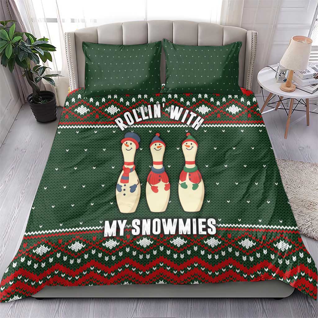 Christmas Bowling Rollin With My Snowmies Bedding Set Xmas Holiday Patterns - Wonder Print Shop