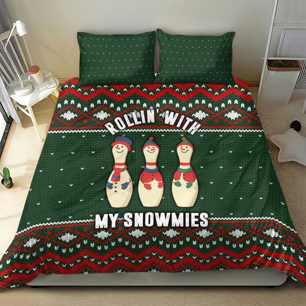 Christmas Bowling Rollin With My Snowmies Bedding Set Xmas Holiday Patterns - Wonder Print Shop