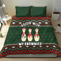 Christmas Bowling Rollin With My Snowmies Bedding Set Xmas Holiday Patterns - Wonder Print Shop