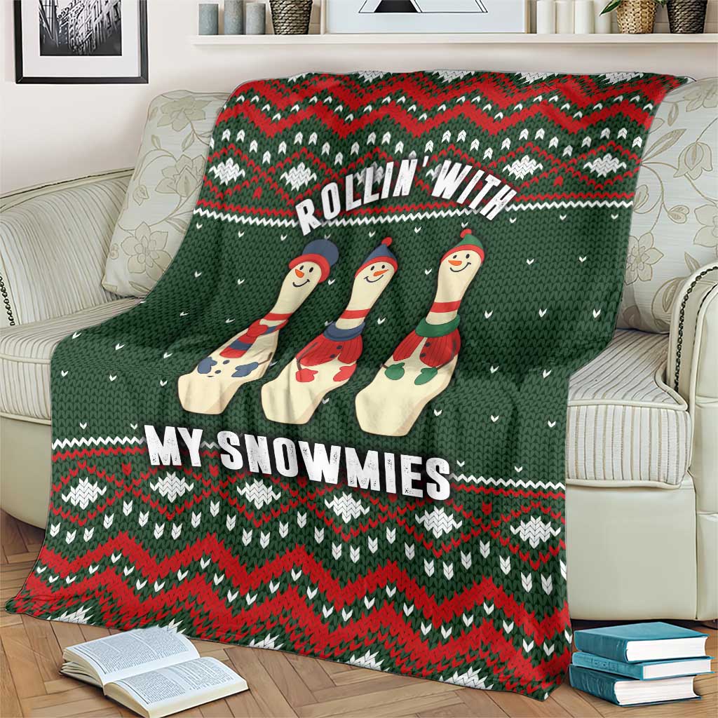 Christmas Bowling Rollin With My Snowmies Blanket Xmas Holiday Patterns - Wonder Print Shop