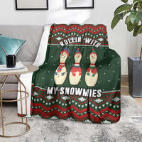 Christmas Bowling Rollin With My Snowmies Blanket Xmas Holiday Patterns - Wonder Print Shop