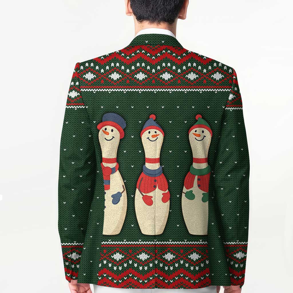 Christmas Bowling Rollin With My Snowmies Blazer Xmas Holiday Patterns - Wonder Print Shop