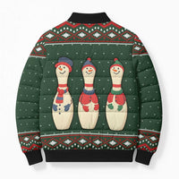 Christmas Bowling Rollin With My Snowmies Bomber Puffer Jacket Xmas Holiday Patterns - Wonder Print Shop