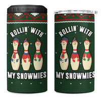 Christmas Bowling Rollin With My Snowmies 4 in 1 Can Cooler Tumbler Xmas Holiday Patterns - Wonder Print Shop