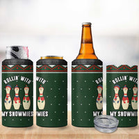 Christmas Bowling Rollin With My Snowmies 4 in 1 Can Cooler Tumbler Xmas Holiday Patterns - Wonder Print Shop
