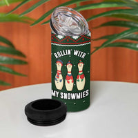Christmas Bowling Rollin With My Snowmies 4 in 1 Can Cooler Tumbler Xmas Holiday Patterns - Wonder Print Shop
