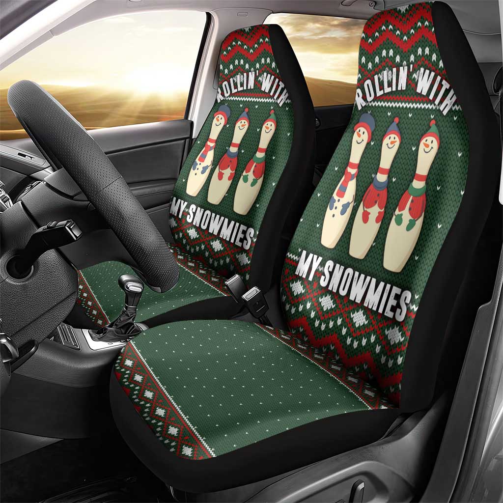 Christmas Bowling Rollin With My Snowmies Car Seat Cover Xmas Holiday Patterns - Wonder Print Shop