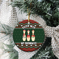 Christmas Bowling Rollin With My Snowmies Ceramic Ornament Xmas Holiday Patterns - Wonder Print Shop