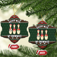 Christmas Bowling Rollin With My Snowmies Ceramic Ornament Xmas Holiday Patterns - Wonder Print Shop