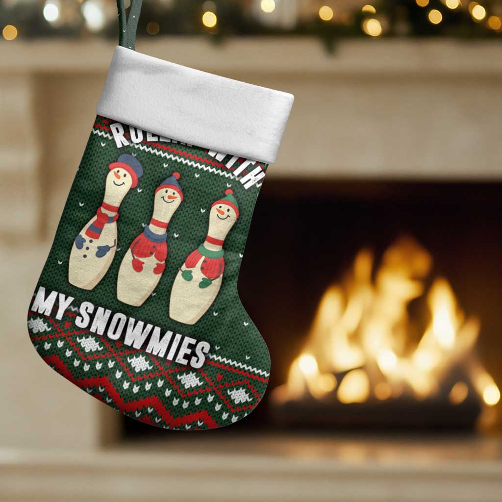 Christmas Bowling Rollin With My Snowmies Christmas Stocking Xmas Holiday Patterns - Wonder Print Shop