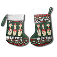 Christmas Bowling Rollin With My Snowmies Christmas Stocking Xmas Holiday Patterns - Wonder Print Shop
