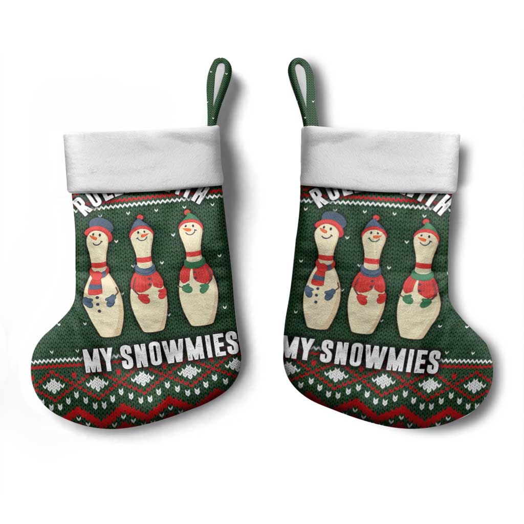 Christmas Bowling Rollin With My Snowmies Christmas Stocking Xmas Holiday Patterns - Wonder Print Shop