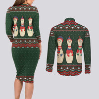 Christmas Bowling Rollin With My Snowmies Couples Matching Long Sleeve Bodycon Dress and Long Sleeve Button Shirt Xmas Holiday Patterns - Wonder Print Shop