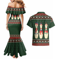 Christmas Bowling Rollin With My Snowmies Couples Matching Mermaid Dress and Hawaiian Shirt Xmas Holiday Patterns - Wonder Print Shop