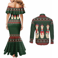 Christmas Bowling Rollin With My Snowmies Couples Matching Mermaid Dress and Long Sleeve Button Shirt Xmas Holiday Patterns - Wonder Print Shop