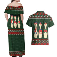 Christmas Bowling Rollin With My Snowmies Couples Matching Off Shoulder Maxi Dress and Hawaiian Shirt Xmas Holiday Patterns - Wonder Print Shop