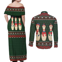 Christmas Bowling Rollin With My Snowmies Couples Matching Off Shoulder Maxi Dress and Long Sleeve Button Shirt Xmas Holiday Patterns - Wonder Print Shop