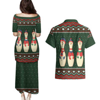 Christmas Bowling Rollin With My Snowmies Couples Matching Puletasi and Hawaiian Shirt Xmas Holiday Patterns - Wonder Print Shop