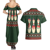 Christmas Bowling Rollin With My Snowmies Couples Matching Summer Maxi Dress and Hawaiian Shirt Xmas Holiday Patterns - Wonder Print Shop