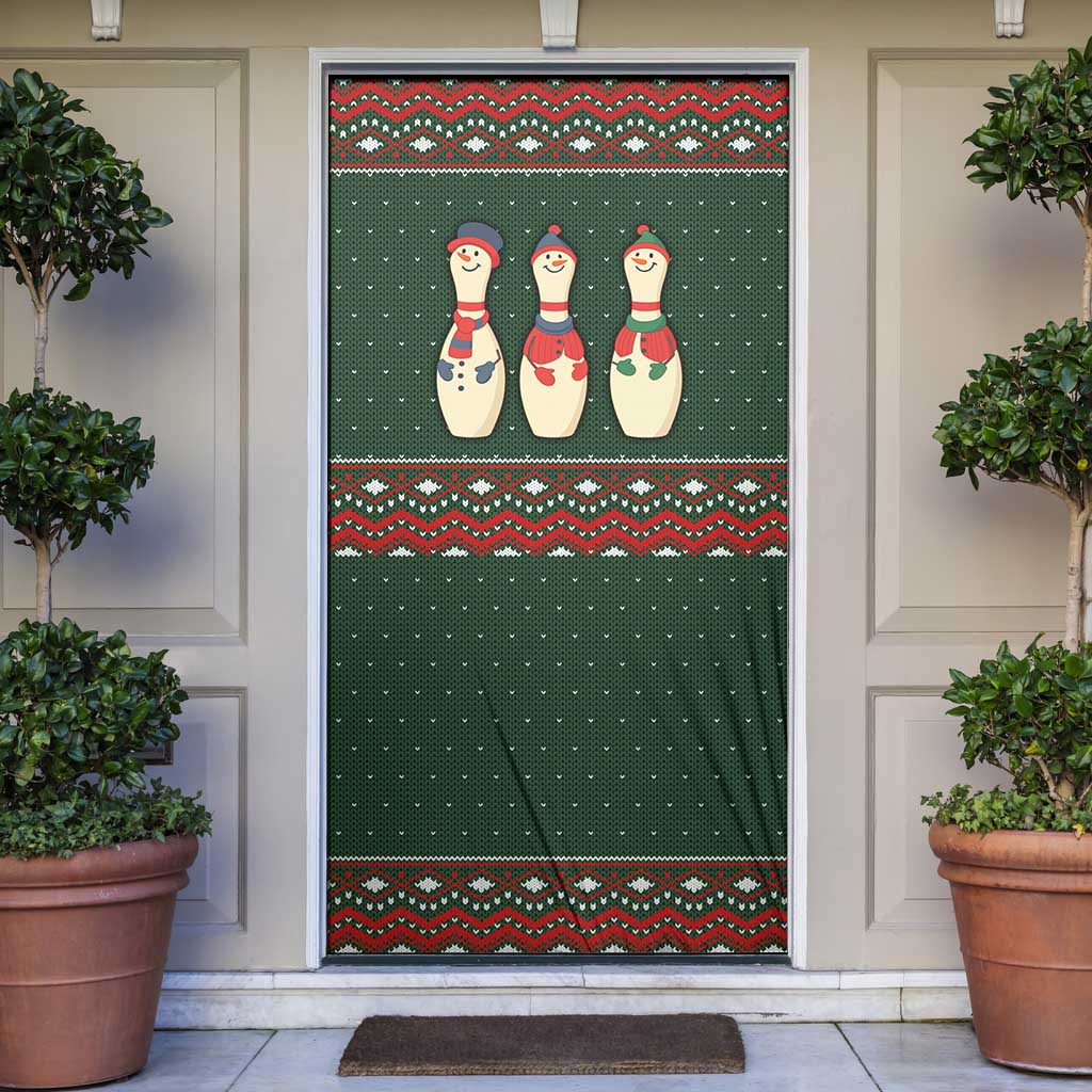 Christmas Bowling Rollin With My Snowmies Door Cover Xmas Holiday Patterns - Wonder Print Shop